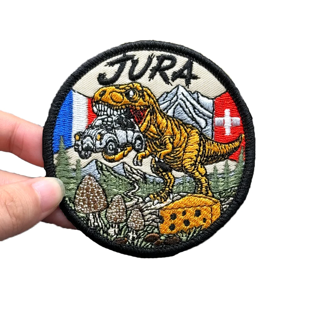 Parche bordado Tiranosaurio Rex punk biker con velcro para chaqueta - imagen 3