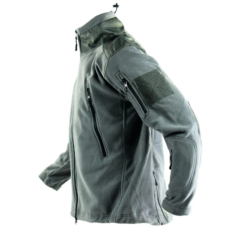 Chaqueta forro polar táctico nylon reforzado gris resistente al viento - imagen 3