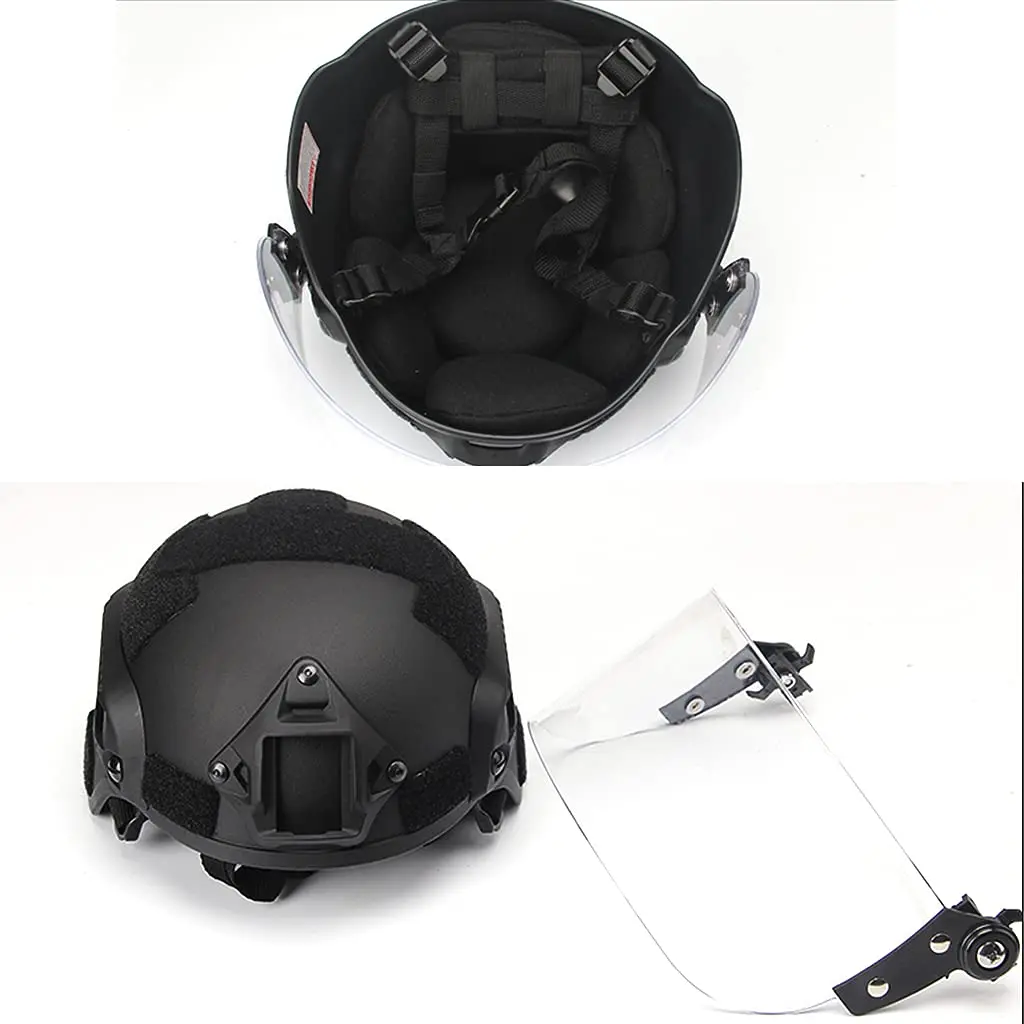 Casco táctico MICH 2000 con visera, lente PC y pasamontañas