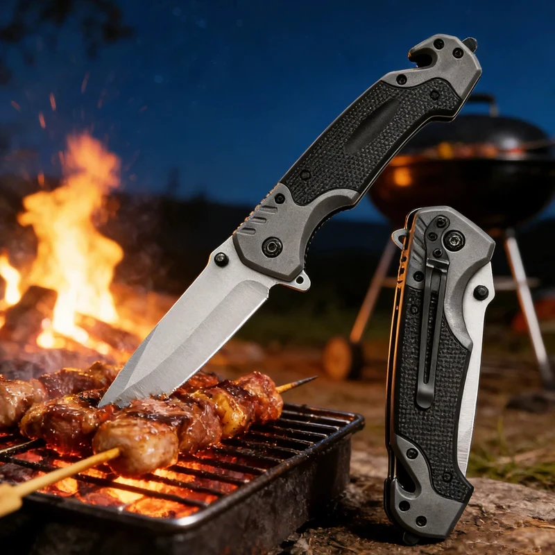 Cuchillo plegable supervivencia camping y pesca – Multifuncional