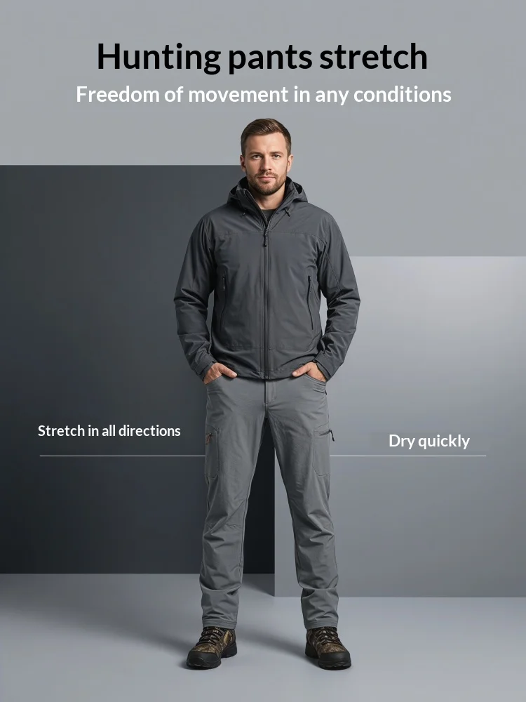 Pantalones de trekking camuflaje jungla ripstop para caza - imagen 2