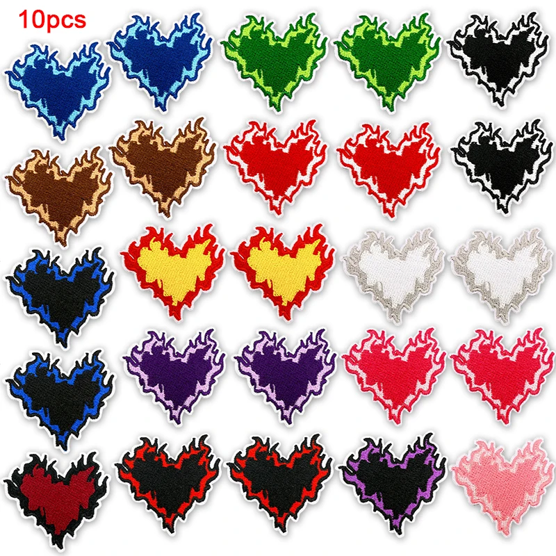 Parches termoadhesivos corazón flameado multicolor ropa y manualidades - imagen 4