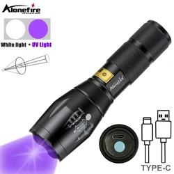 Linterna UV 365/395nm recargable 2 en 1 con luz blanca