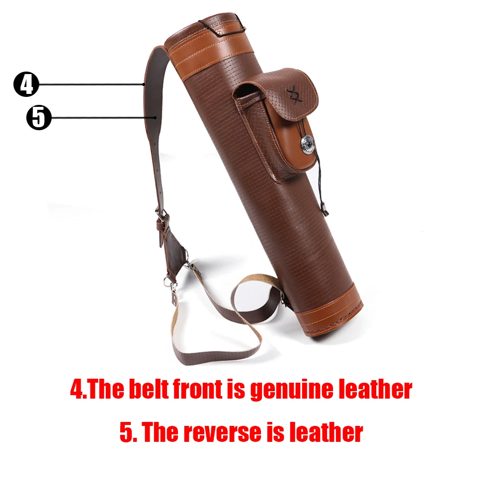 Quiver trasero de cuero vacuno – 24 flechas para tiro con arco - imagen 4