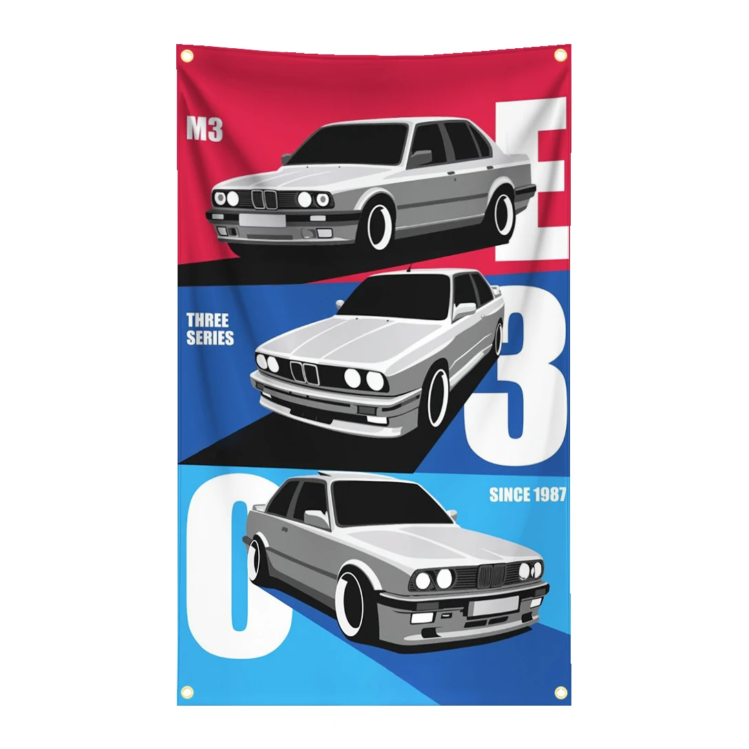 Bandera coche BMW E30 tapiz poliéster impresión digital garaje