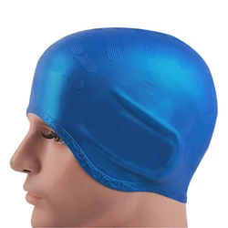Gorro de natación silicona impermeable pelo largo protección orejas