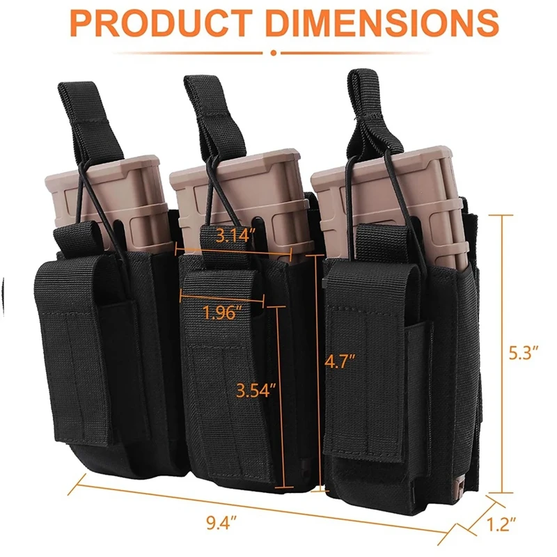 Portacargadores MOLLE táctica para cargadores de pistola, abierta - imagen 5