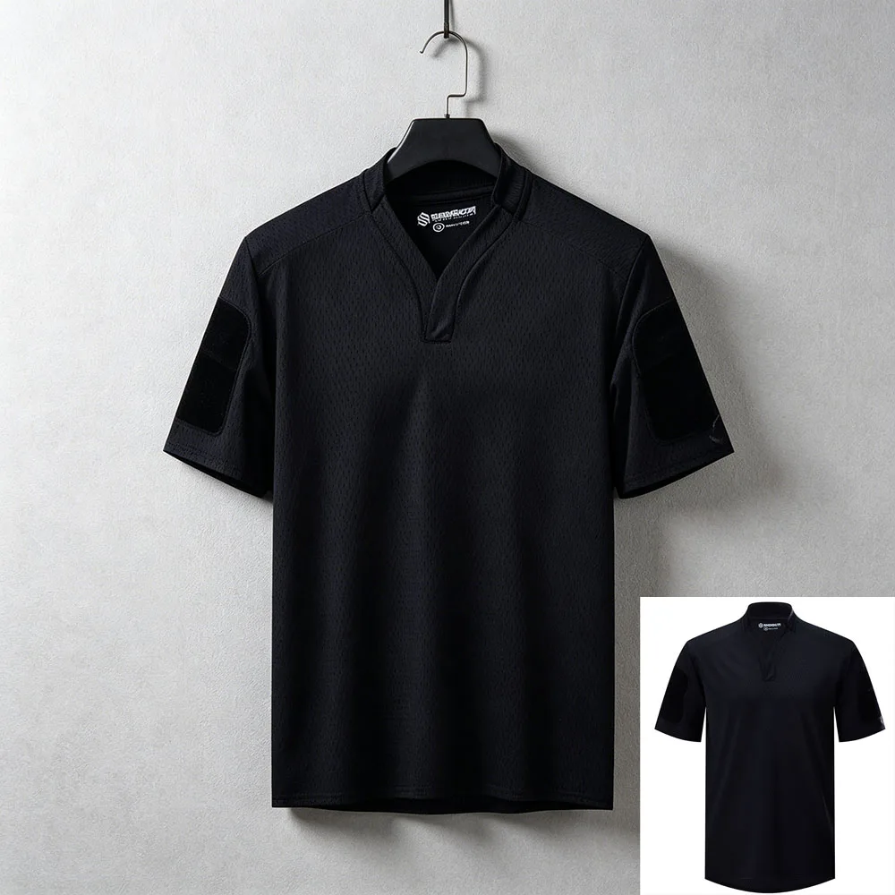 Shekkingears Camiseta táctica secado rápido estilo rugby manga corta - imagen 5