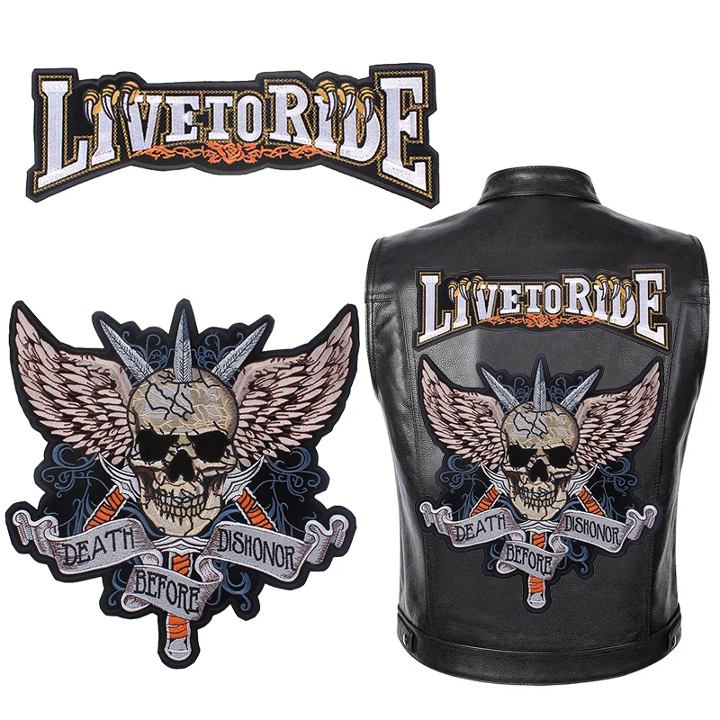 Parche termoadhesivo LIVE TO RIDE bordado para chaqueta de motorista - imagen 5