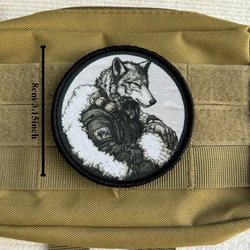 Parche moral lobo táctico con velcro para uniforme y equipo