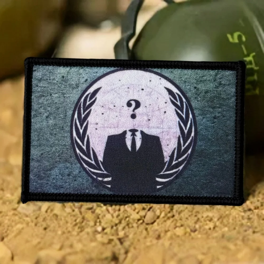 Parche táctico Hacker Anónimo adhesivo gancho y bucle para mochila