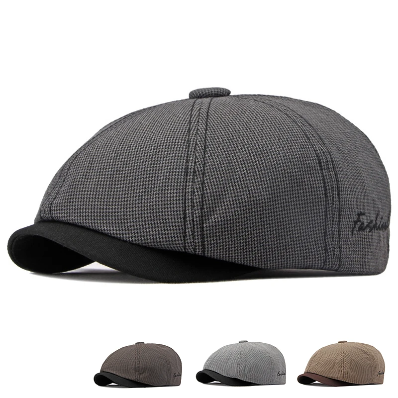 Gorra newsboy de algodón plano octogonal espiga fina verano
