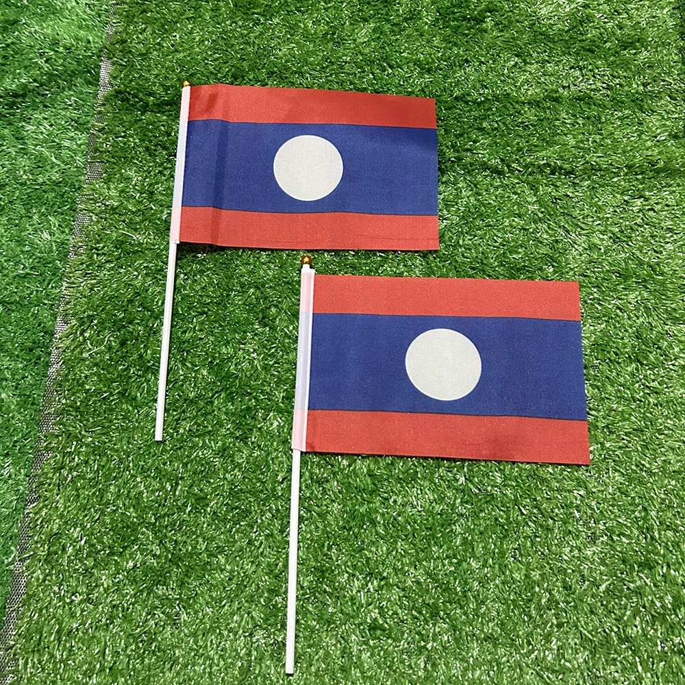 Bandera de Laos para mano en poliéster con asta plástica - imagen 4