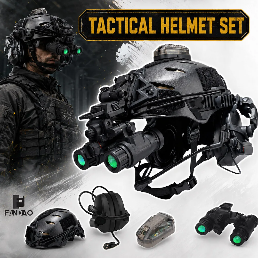 Casco táctico para airsoft con soporte NVG, auriculares y luz señalizadora - imagen 3