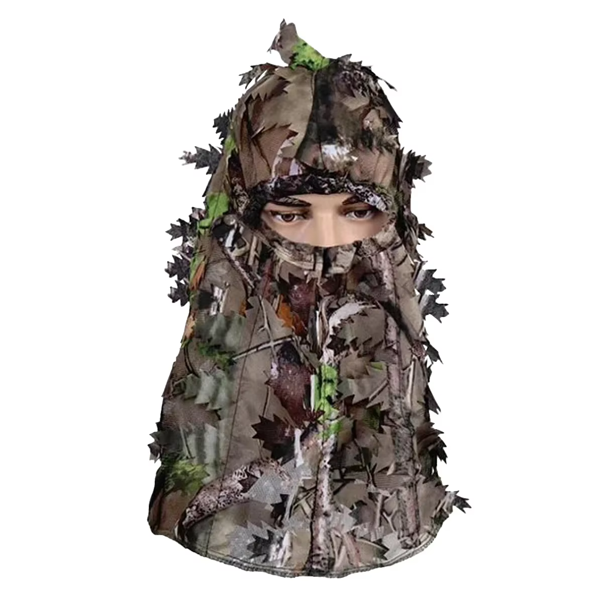Sombrero Ghillie 3D con careta – Camuflaje hunting completo