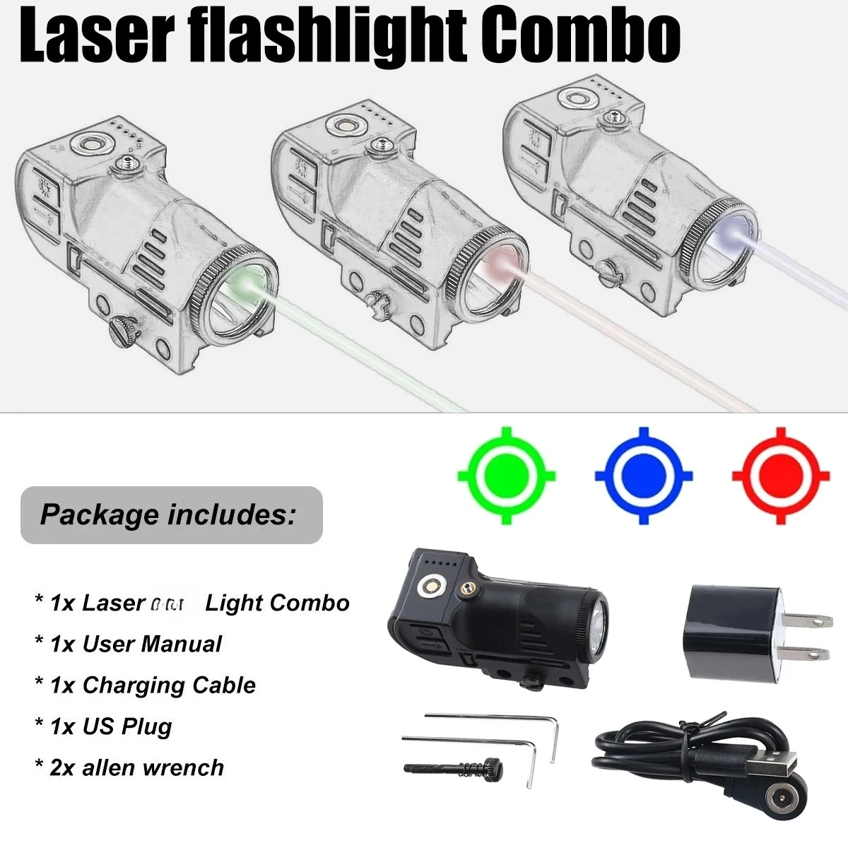 Linterna LED con láser sobre riel