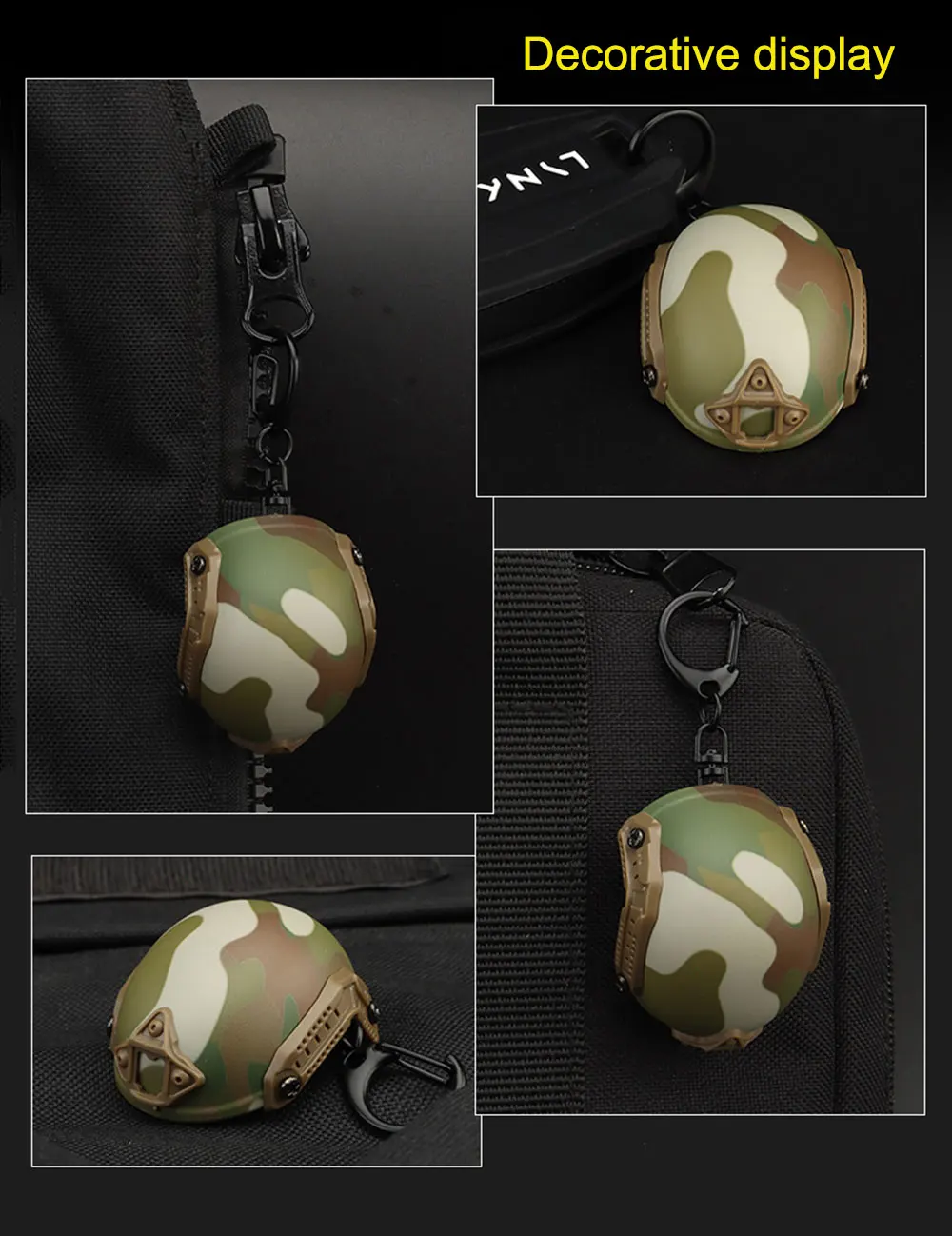 Detalle de la pieza metálica y diseño del casco