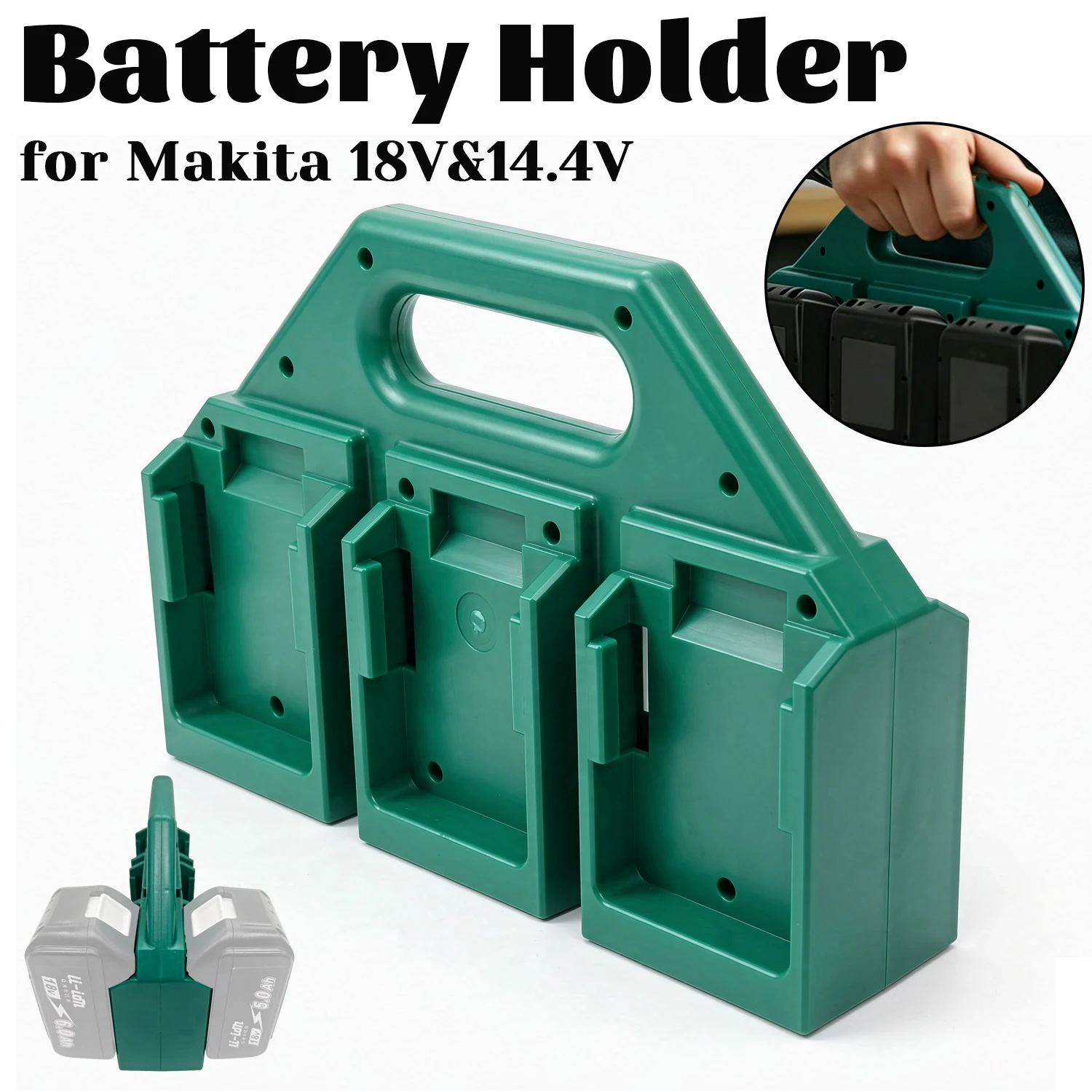 Soporte baterías Makita 6 posiciones 14,4V-18V ABS con asa - imagen 3