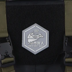 Parche PVC 3D táctico hexagonal gris urbano para ropa y mochila