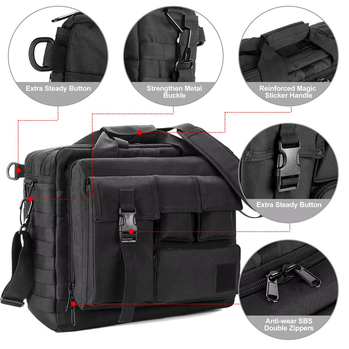 Maletín táctico MOLLE 15" bandolera exterior para portátil - imagen 5