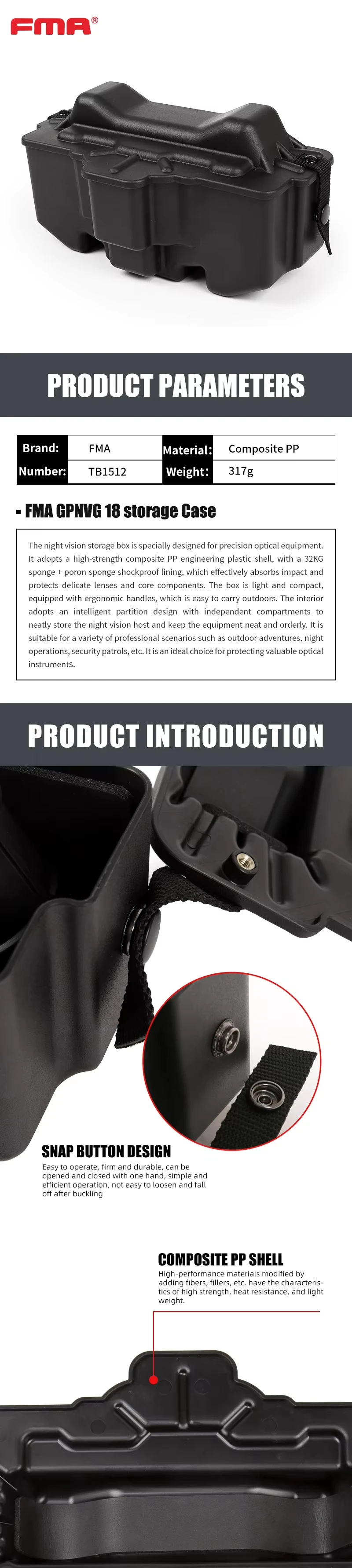 Estuche GPNVG18 para gafas de visión nocturna con acabado protector