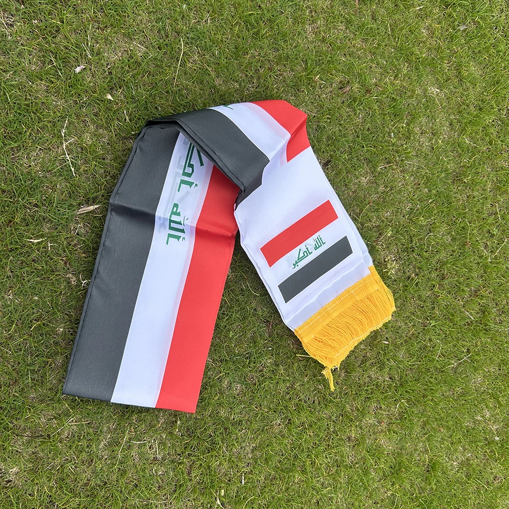 Bufanda satén bandera de Irak a doble cara con borlas - imagen 4
