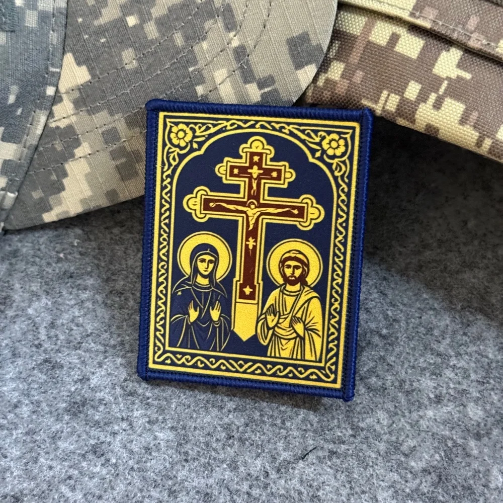 Parche Táctico Cruz Cristiana Vintage con Velcro para Mochila - imagen 3