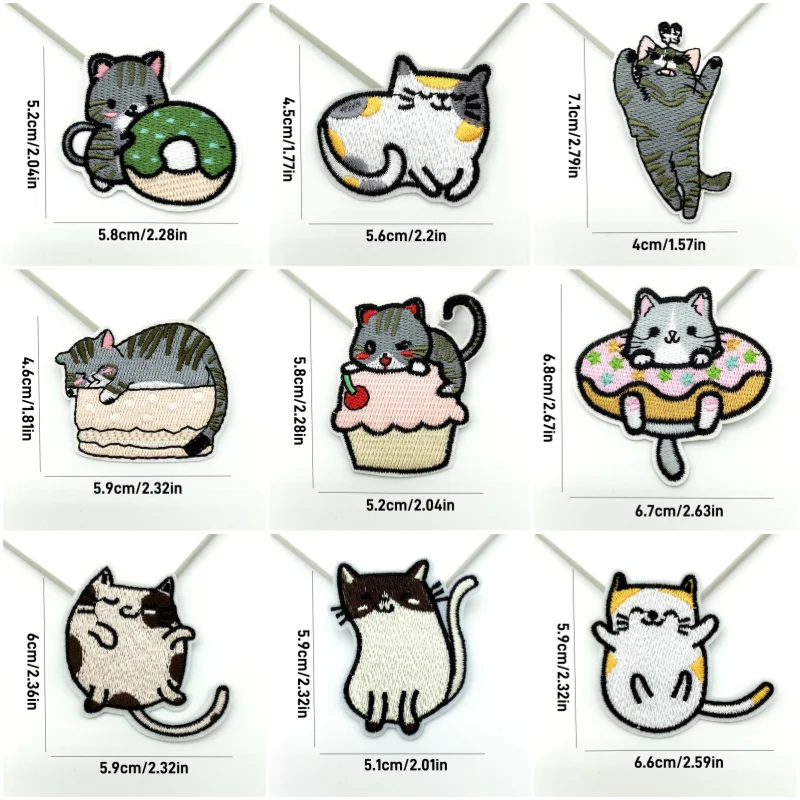 Parches bordados termoadhesivos gato dibujos animados para ropa - imagen 4