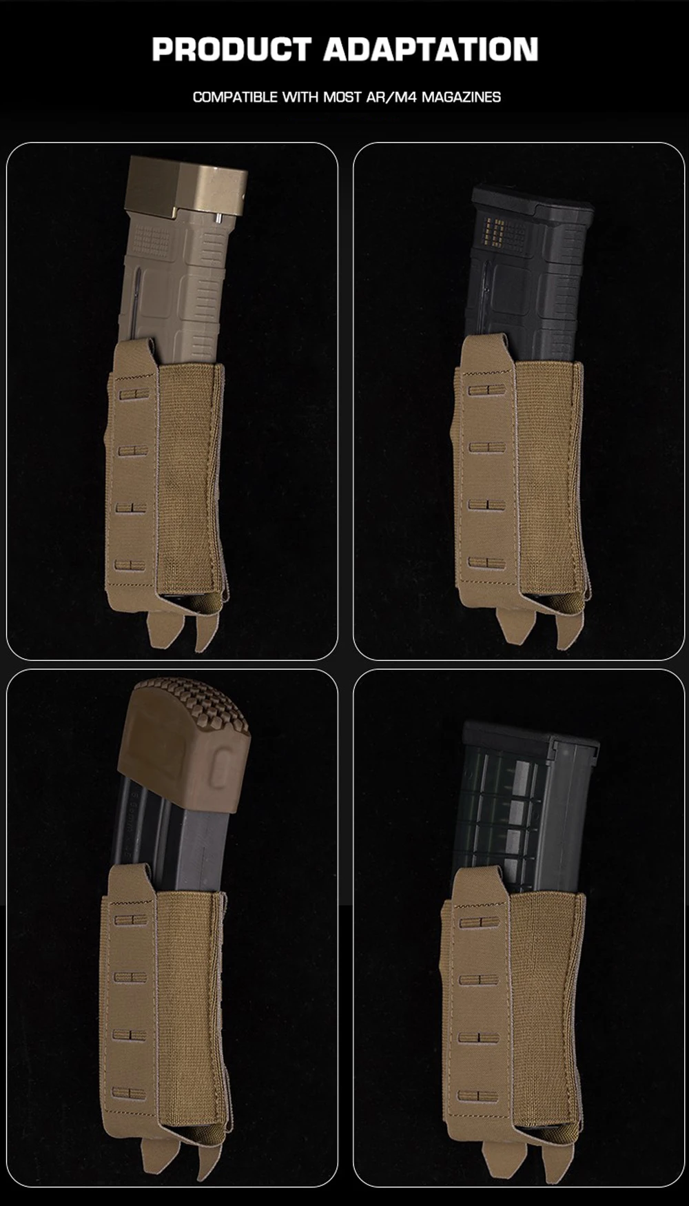 Variación de colores incluyendo Coyote Brown y Multicam Black