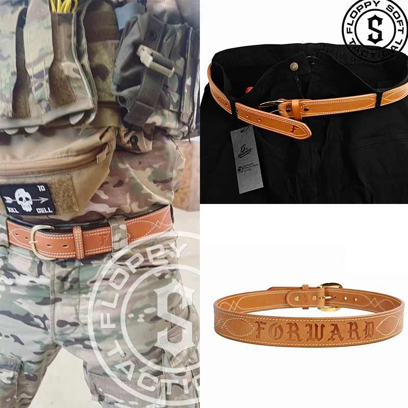 Cinturón táctico de cuero artesanal multiusos para airsoft y LARP - imagen 2