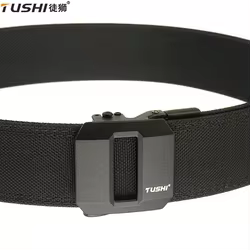 TUSHI Cinturón táctico de nylon con hebilla metálica automática