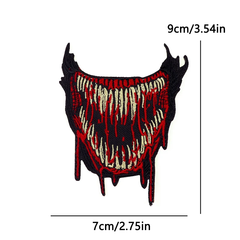 Parche bordado calavera termoadhesivo punk terror oscuro para cuero - imagen 3