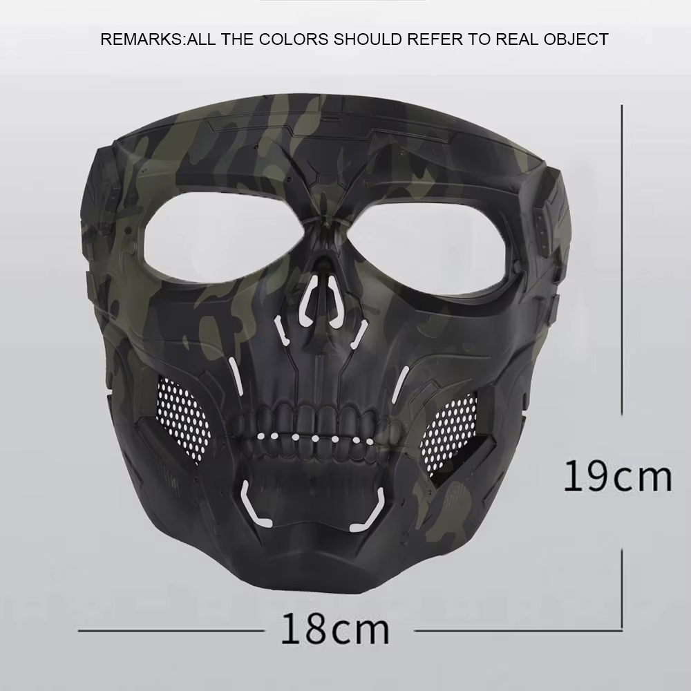 Máscara táctica calavera protectora facial completa airsoft anti-viento