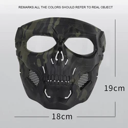 Máscara táctica calavera protectora facial completa airsoft anti-viento