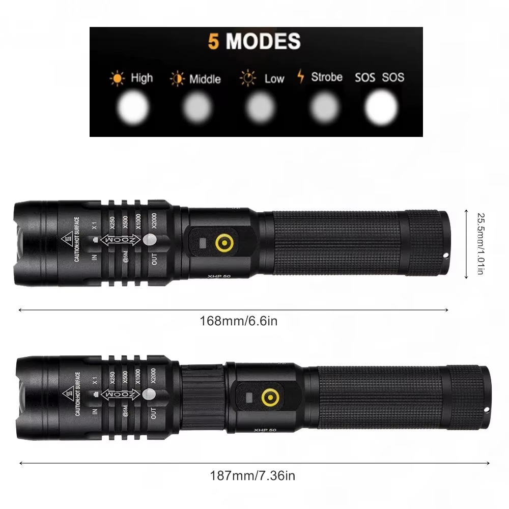 Linterna LED táctica Zoom XHP50 de alta potencia para exteriores - imagen 2