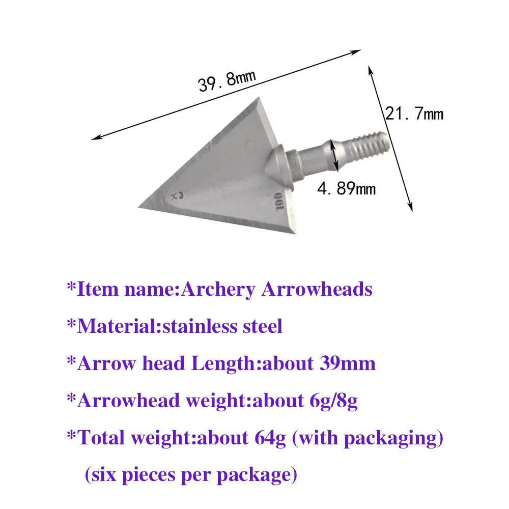 Puntas de flecha inox de tres cuchillas para arco recurvo y compuesto - imagen 4