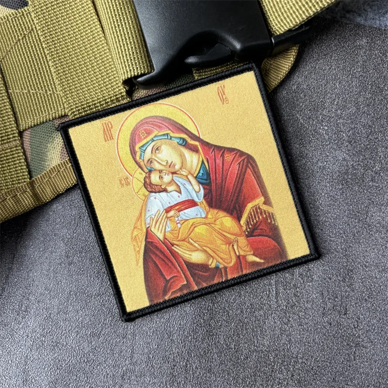Parche táctico bordado Virgen María con gancho y bucle para uniforme - imagen 2
