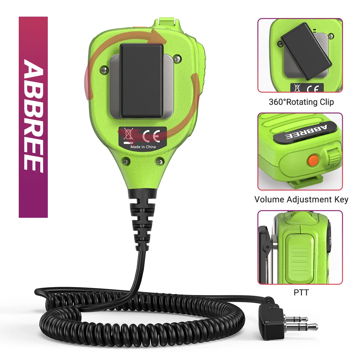 ABBREE AR-850 micrófono altavoz para walkie talkie resistente IP54