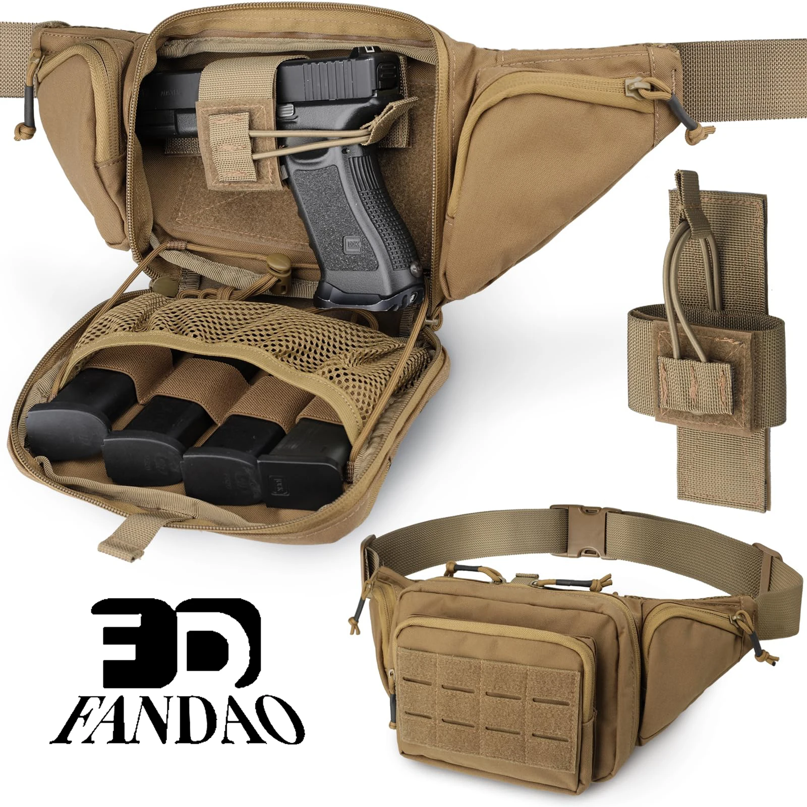 Riñonera táctica portación oculta con funda universal y paracord ajustable