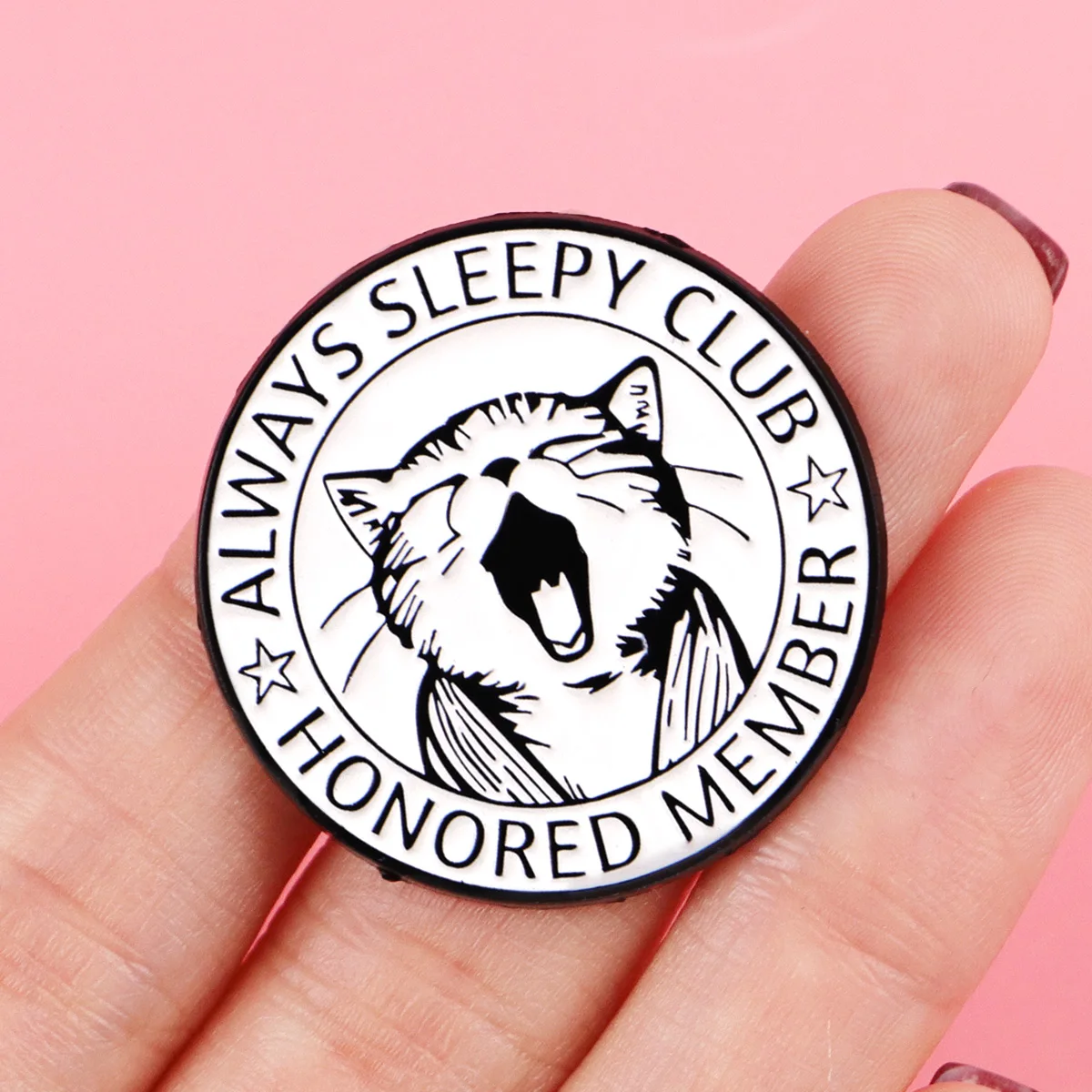 ALWAYS SLEEP CLUB pin de solapa esmalte gato frases metálico - imagen 2