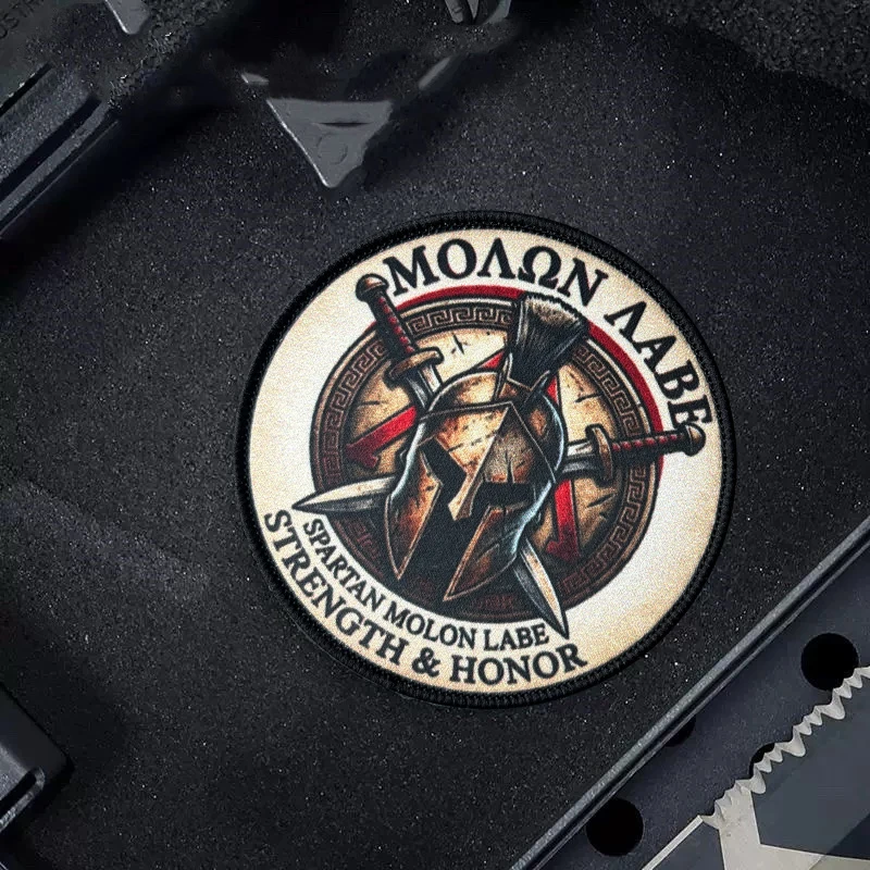 Parche táctico Spartan Molon Labe Fuerza y Honor con velcro - imagen 4