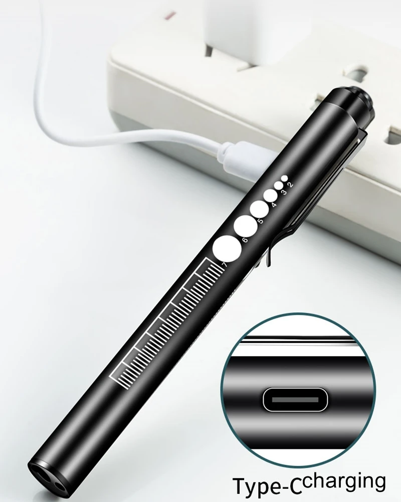 Linterna LED con medidor de pupila USB-C – Emergencia camping - imagen 4
