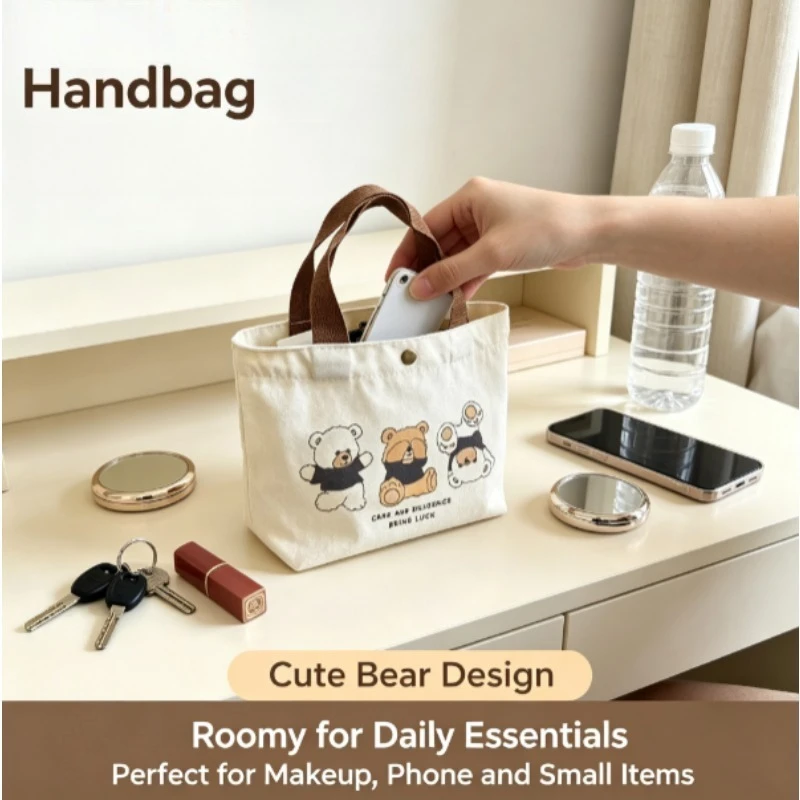 Three-Bears bolsa de almuerzo lona bento portátil dibujo