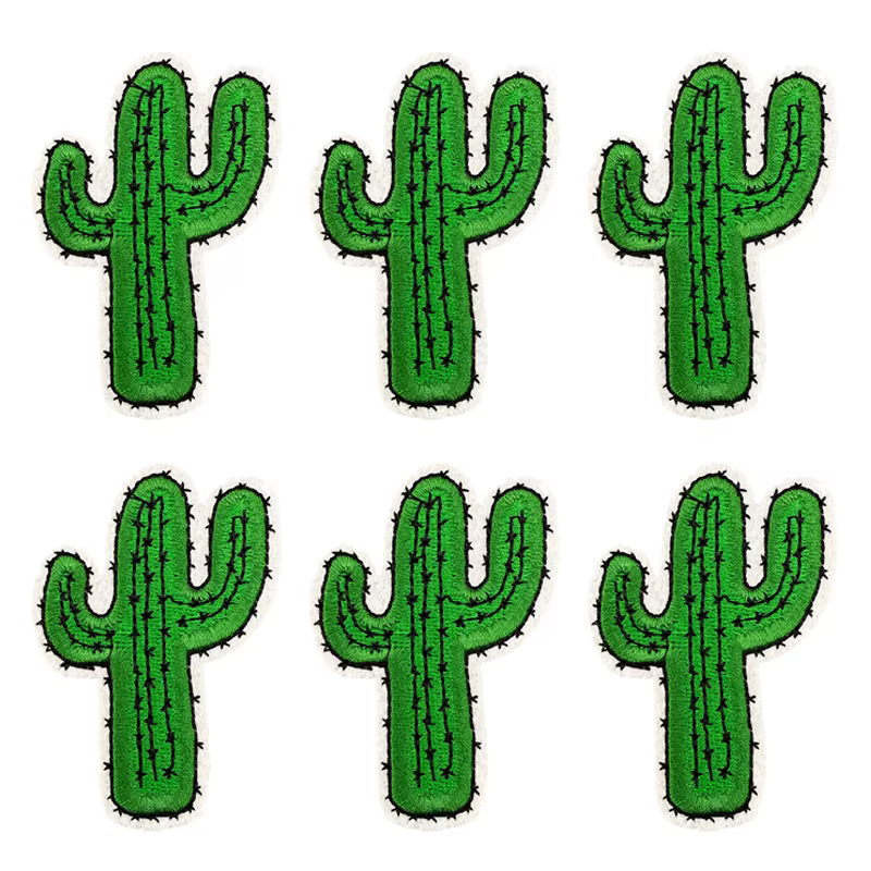 Parche termoadhesivo bordado cactus de dibujos animados para ropa - imagen 3