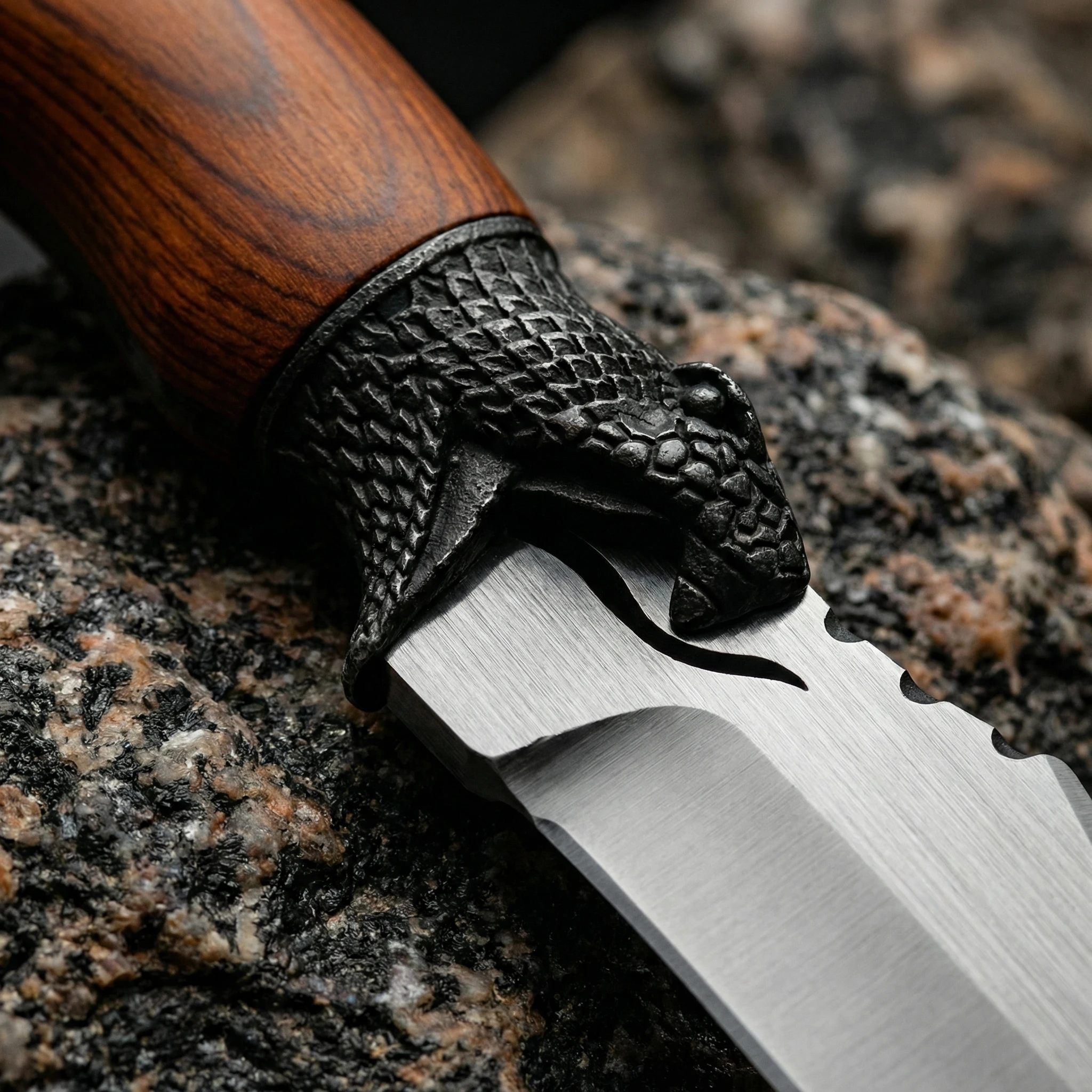 Cuchillo fijo mango madera con funda táctica camping - imagen 5