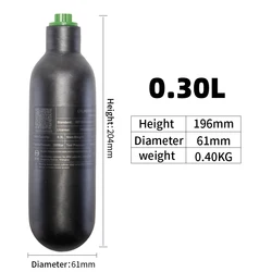 Botella de buceo carbono HPA 300 bar 0.22-0.3L alta presión