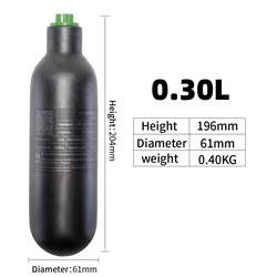 Botella de buceo carbono HPA 300 bar 0.22-0.3L alta presión