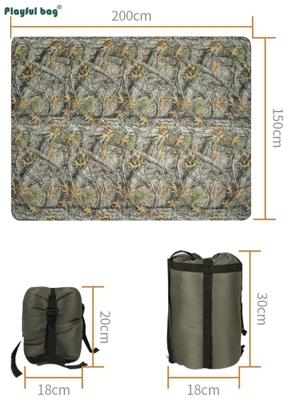 Colcha camuflaje, cara impermeable