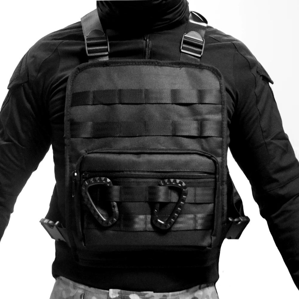 TAK YIYING Chaleco Táctico Militar Nylon MOLLE Bolsa de Pecho Negra - imagen 2