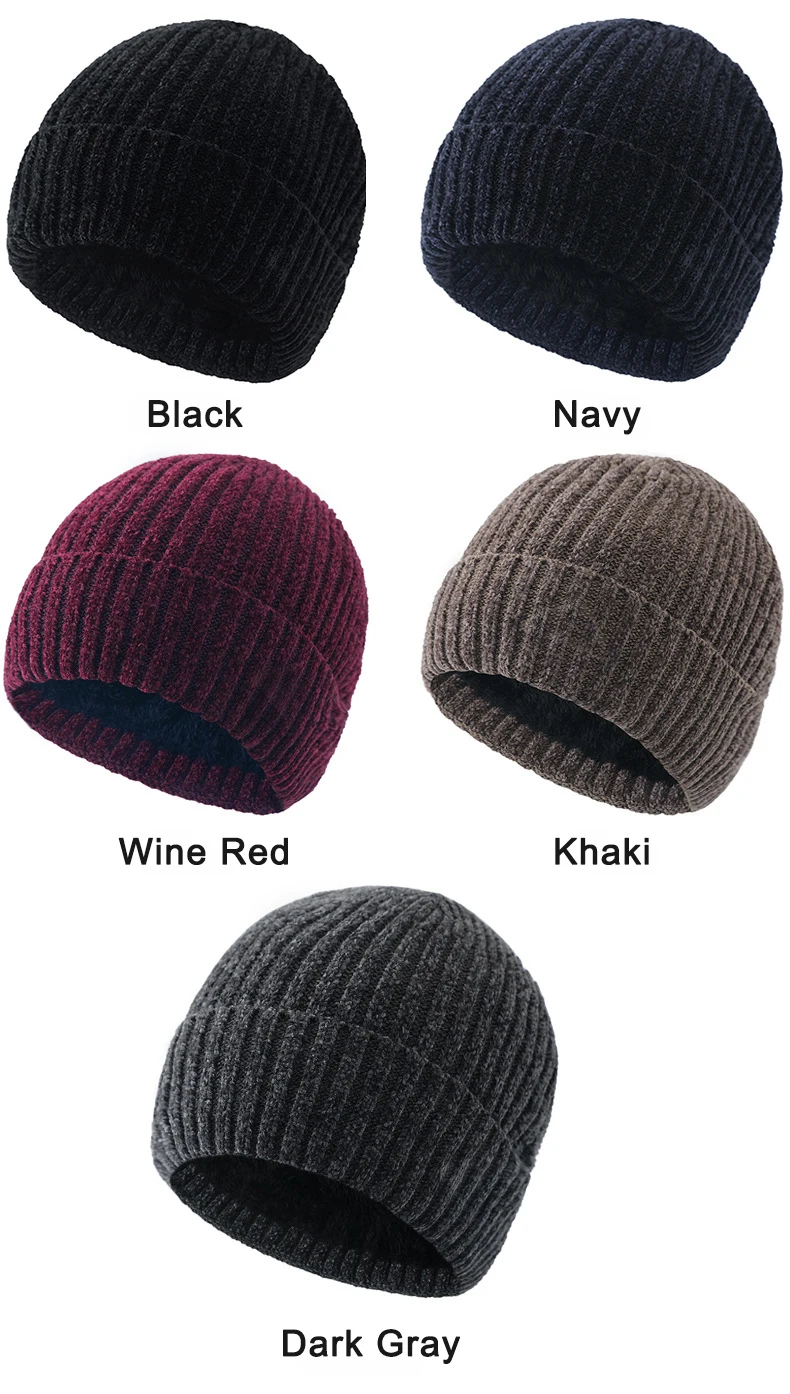Gorro de punto de felpa liso con puños